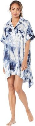 Sora Tie-Dye Short Caftan (Indigo) Women's Pajama