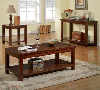 Llat Transitional Cherry 48-inch Wood Open-Shelf 3-Piece Coffee Table Set