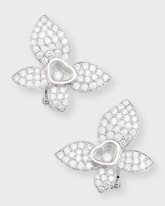 Happy Butterfly 18K White Gold Diamond Earrings