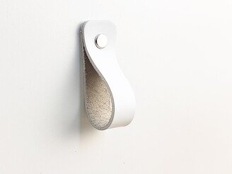 Leather Drawer Pull White Handle, Cabinet Knob Leather Furniture Handles Pure