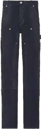 Distressed Canvas Carpenter Pants in Navy