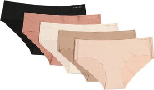 5pk Recycled Micro Laser Scallop Hipster Panties for Women