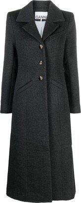 Single-Breasted Wool Blend Midi Coat-AA