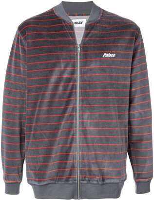 Velour striped bomber jacket