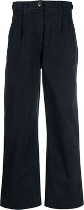 High-Waist Cotton Flared Trousers