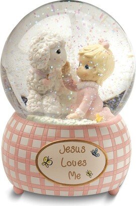 Curata Moments 5.5 Pink Jesus Loves Me Musical Resin Snow Globe with Lamb