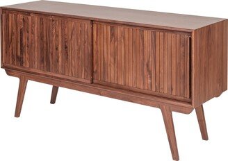 Aurelle Home Mid-Century Modern Sliding Door Solid Walnut Sideboard