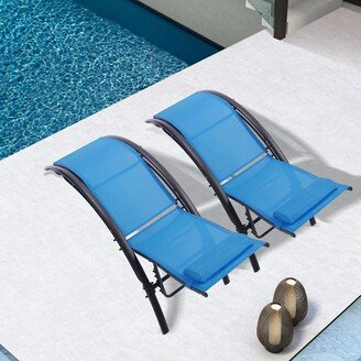 RASOO 2Pcs Patio Ergonomic Chaise Lounge Adjustable Poolside Sunbed Chair