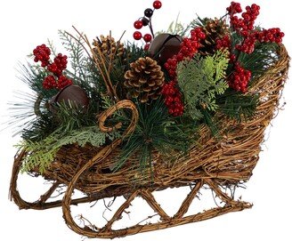 18 Christmas Sleigh with Pine, Pinecones and Berries Artificial Christmas Arrangement - 10
