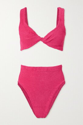 Net Sustain Jamie Twist-front Seersucker Bikini - Pink