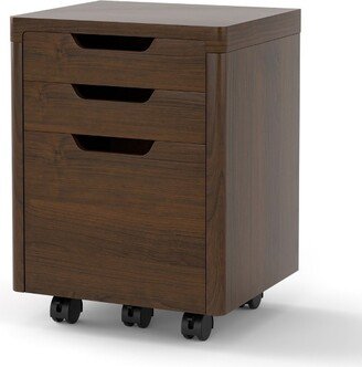 3 Drawer Rolling File Cabinet w/ Wheels Vertical Printer Stand Walnut