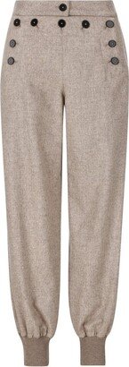 Button-Detailed Flannel Trousers