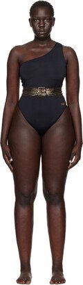 Black Single-Shoulder Swimsuit