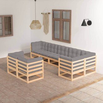 8 Piece Patio Lounge Set with Cushions Solid Pinewood-AU