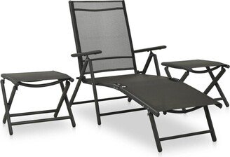 3 Piece Patio Lounge Set Textilene and Aluminum Black