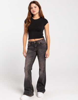 Brown Tint Low Rise Womens Flare Jeans