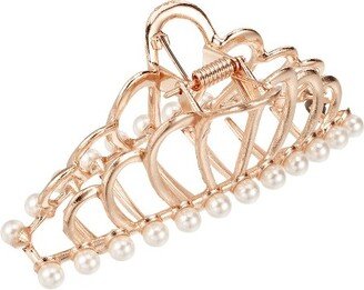 Unique Bargains Women's Metal Faux Pearl Hair Clips Rose Gold Tone