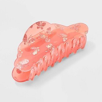 Cloud Butterfly Print Claw Hair Clip Pink