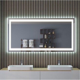 Vinura Bathroom Mirrors for Vanity - 60” White Aluminium LED Bathroom Mirror - Medium