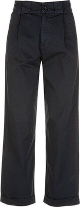 High-Waist Wide-Leg Turn-Up Hem Trousers