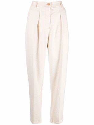 High-Waisted Pleat-Front Trousers