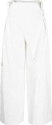 High-Waisted Twill Trousers