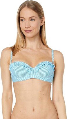 Leven Ruffle Bikini Top (Cumulus Blue Seersucker Stripe) Women's Swimwear