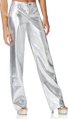 Marshall Croc Embossed Metallic Faux Leather Pants