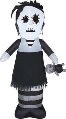 Gemmy Airblown Inflatable Outdoor Lifeless Girl w/Doll OPP, 6.5 ft Tall, Black