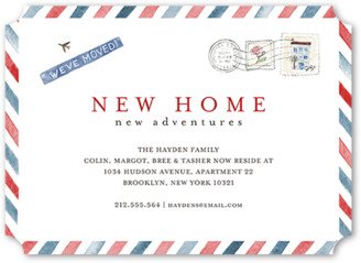 Moving Announcements: Air Mail Home Moving Announcement, White, Pearl Shimmer Cardstock, Ticket