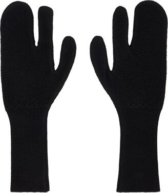 Black Felted Knit Gloves-AA