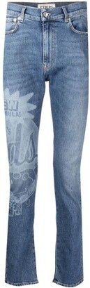 Watermark-Print Detail Jeans