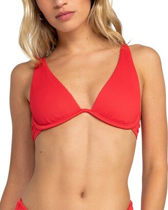 Juniors' Ribbed Love Offshore Bikini Top