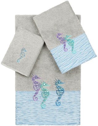 Sofia 3-Piece Embellished Towel Set - Light Gray