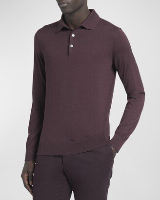 Men's Cashmere-Silk Polo Sweater-AA