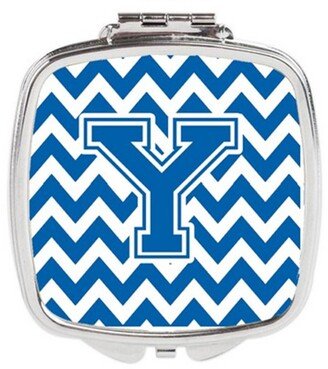 CJ1056-YSCM Letter Y Chevron Blue & White Compact Mirror