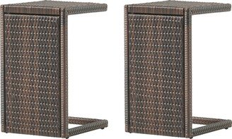 Bucharest Outdoor C-Shaped Side Table - Wicker - Multibrown/