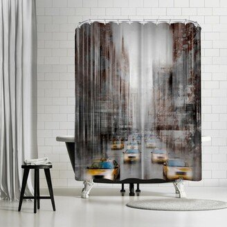 71 x 74 Shower Curtain, City Art Nyc 5Th Avenue Yellow Cabs by Melanie Viola