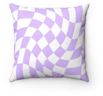 Checkered Pillowcase, Pastel Purple Check, Illusion Swirl, Pillow Cover, Geometric, Soft Aesthetic, Home Gift, Y2K 90S Retro, Checkerboard