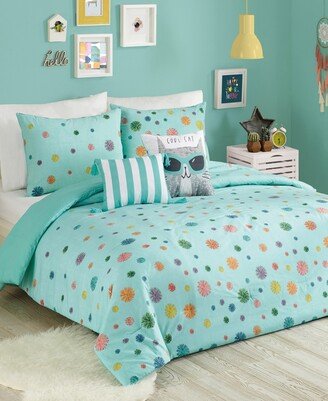 Raining Pom Pom 4 Piece Comforter Set, Twin