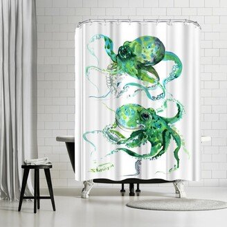 71 x 74 Shower Curtain, Green Octopuse by Suren Nersisyan