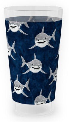 Outdoor Pint Glasses: Great White Sharks - Blue Outdoor Pint Glass, Blue