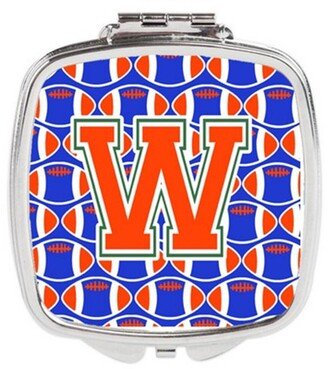 CJ1083-WSCM Letter W Football Green, Blue & Orange Compact Mirror