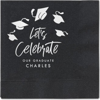 Wedding Napkins: Cap Confetti Napkin, White, Black