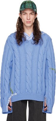 Blue Mending Sweater