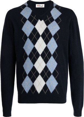 argyle-check V-neck jumper-AC