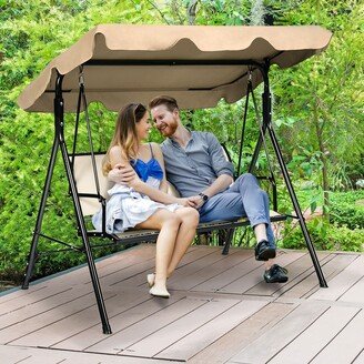 Brown Outdoor Swing Canopy Patio Swing Chair 3 Person Canopy - single