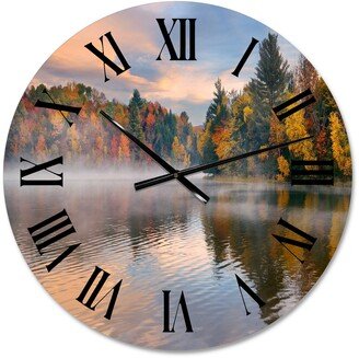 Designart 'Autumn Foliage By The Lakeside' Traditional wall clock