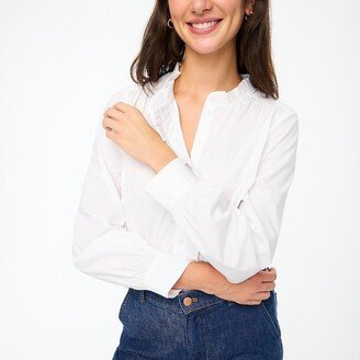 Women's Petite Ruffle-Placket Button-Up Top