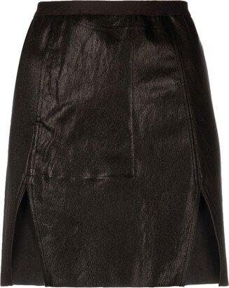 Side-Slit Leather Miniskirt